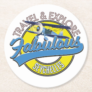 Porta-copo De Papel Redondo viagem explorar Seychelles fabuloso chaveiro logot