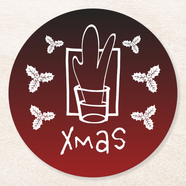 Porta-copo De Papel Redondo Vidro de Natal Estimulante (Frente)