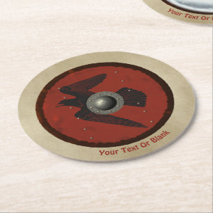 Porta-copo De Papel Redondo Viking Raven Shield