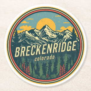 Porta-copo De Papel Redondo Vintage Breckenridge Colorado Montanha Rochosa