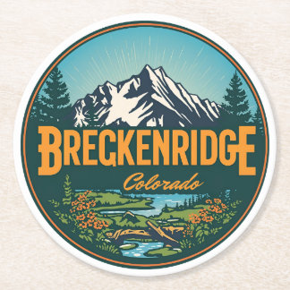 Porta-copo De Papel Redondo Vintage Breckenridge colorado Rocky Mountain