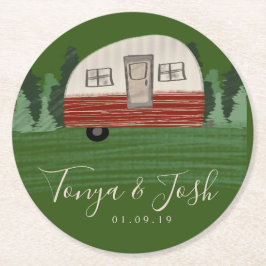 Porta-copo De Papel Redondo Vintage Camper Chá de panela Favor