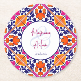 Porta-copo De Papel Redondo Vintage cor-de-rosa talavera favores do casamento 