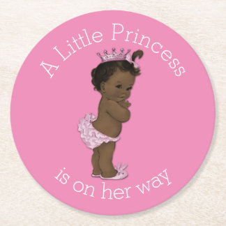 Porta-copo De Papel Redondo Vintage Ethnic Little Princess Chá de fraldas Rosa
