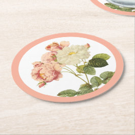 Porta-copo De Papel Redondo Vintage Flowers porta copos 2
