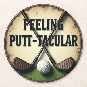 Porta-copo De Papel Redondo Vintage Golf Humor com Clubs
