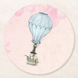 Porta-copo De Papel Redondo Vintage Hot Air Balloon Weding