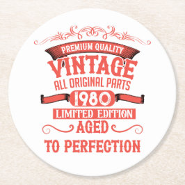 Porta-copo De Papel Redondo Vintage personalizado Dons de aniversário de 45 an