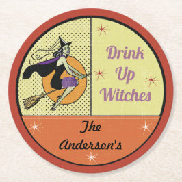 Porta-copo De Papel Redondo Vintage personalizado o Dia das Bruxas