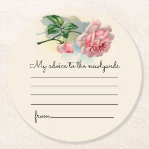 Porta-copo De Papel Redondo Vintage Pink Rose Wedice Advice