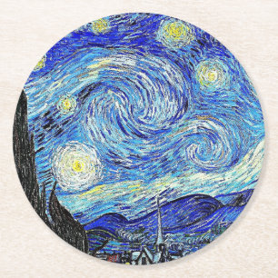 Porta-copo De Papel Redondo Vintage Sky Night Starry Night
