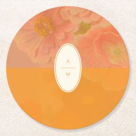 Porta-copo De Papel Redondo Vintage Wildflower Pink Poppy Casamento Monograma