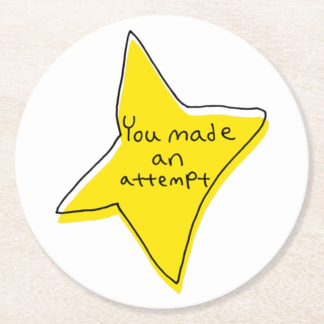 Porta-copo De Papel Redondo Você Fez Uma Tentativa - Estrela Amarela (Frente)