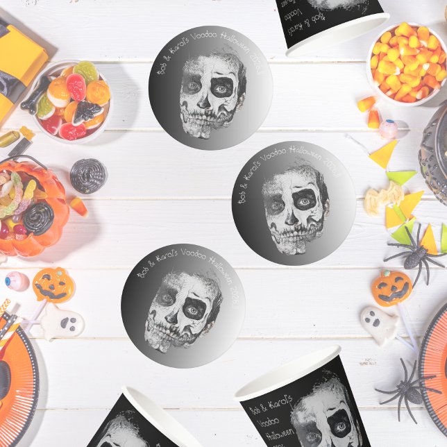 Porta-copo De Papel Redondo Voodoo Sorria Festa de Halloween (Voodoo Smile Halloween Party Round Paper Coaster)