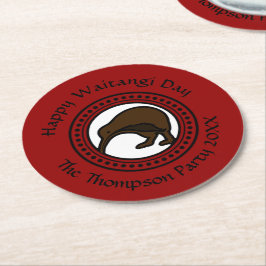 Porta-copo De Papel Redondo Waitangi Day Can Edit Text Nova Zelândia