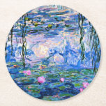 Porta-copo De Papel Redondo Water Lily, 1919, por Claude Monet,<br><div class="desc">Lírios d'água,  pintura famosa de Claude Monet,  em 1919,  com cores sólidas coordenadas em cores púrpura e azul Monet,  prontos para misturar e combinar.</div>
