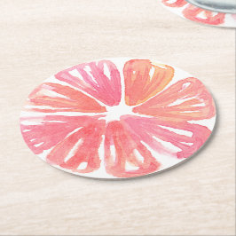 Porta-copo De Papel Redondo Watercolor Grapefruit Citrus Spring Brunch