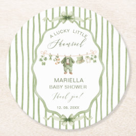Porta-copo De Papel Redondo  Watercolor Lucky Charm Shamrock baby shower