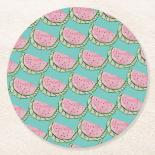Porta-copo De Papel Redondo Watercolor Watermelon Doodles Pintados
