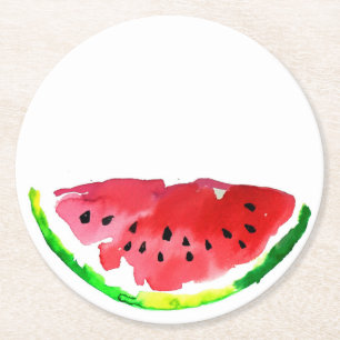 Porta-copo De Papel Redondo Watercolor Watermelon Summer