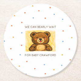 Porta-copo De Papel Redondo We Can Bearly Wait! Simple Hand Drawn Baby Shower