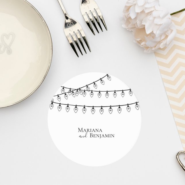 Porta-copo De Papel Redondo Wedding Coaster with String Lights (Criador carregado)