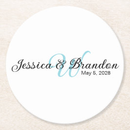 Porta-copo De Papel Redondo Wedding Label 016