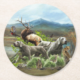 Porta-copo De Papel Redondo Weimaraner, "Cinza Fantasma"