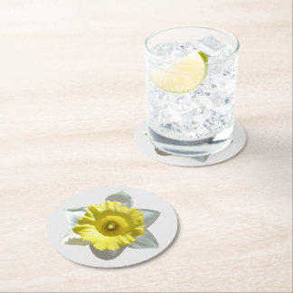 Porta-copo De Papel Redondo White Daffodil Paper Coaster