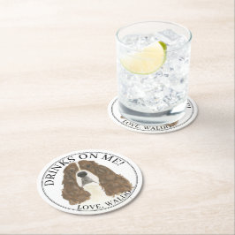Porta-copo De Papel Redondo White English Springer Spaniel personalizado