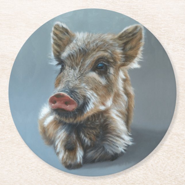 Porta-copo De Papel Redondo Wild Baby Boar Coaster 2 (Frente)