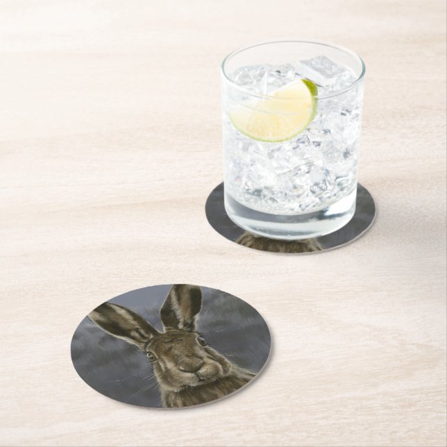 Porta-copo De Papel Redondo Wild Hare Coaster (Insitu)
