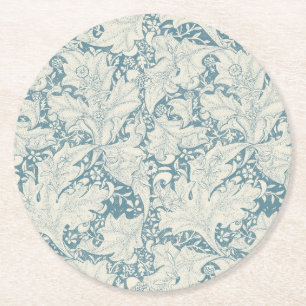Porta-copo De Papel Redondo William Morris Wallflower Blue damask