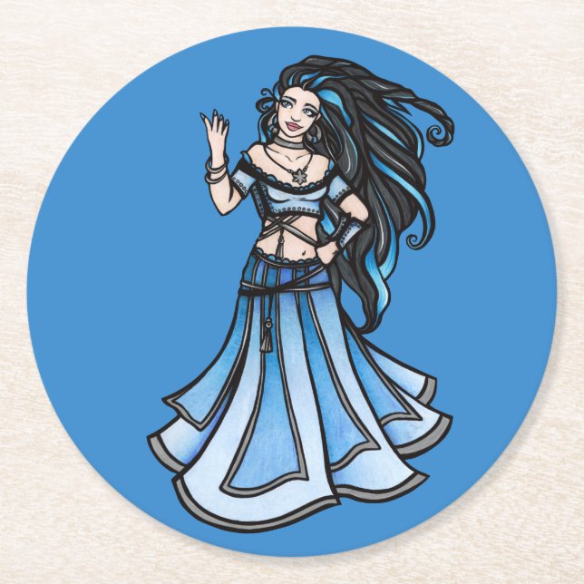 Porta-copo De Papel Redondo Winter Belly Dancer Goddese (Frente)