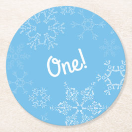 Porta-copo De Papel Redondo Winter Onederland Snowflake Party (Festa de primei