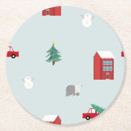 Porta-copo De Papel Redondo Winter Village