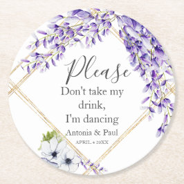 Porta-copo De Papel Redondo Wisteria Blooms, estou dançando