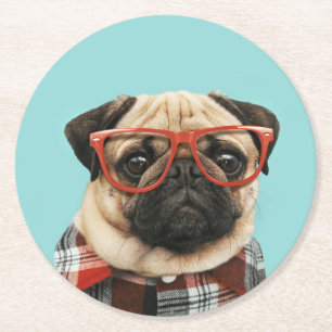 Porta-copo De Papel Redondo Xadrez Shirt Pug