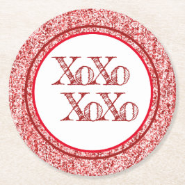 Porta-copo De Papel Redondo XOXO de brilho vermelho