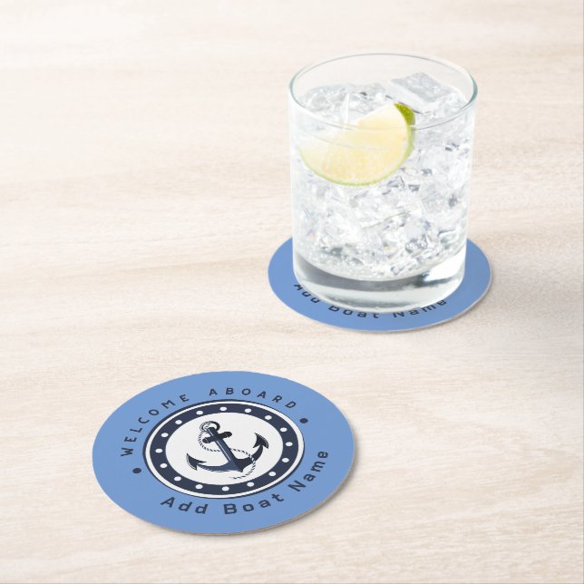 Porta-copo De Papel Redondo Yacht club Marinho Náutico (Insitu)