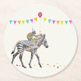 Porta-copo De Papel Redondo Zebra Balloon Party Coasters