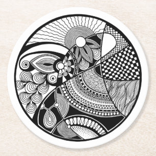 Porta-copo De Papel Redondo Zendala abstrato no círculo