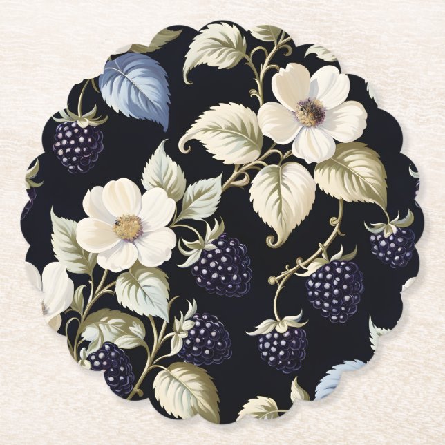 Porta-copo De Papel Regal Elegance Blackberry & Blooms (Frente)