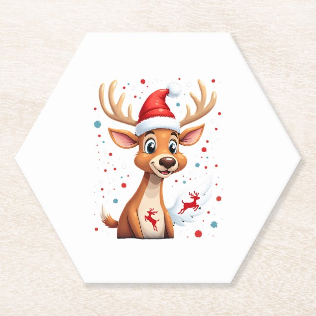 Porta-copo De Papel Reindeer de natal (1) (Frente)