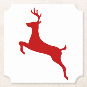 Porta-copo De Papel Reindeer Jump Christmas Red Silhouette pode resfri