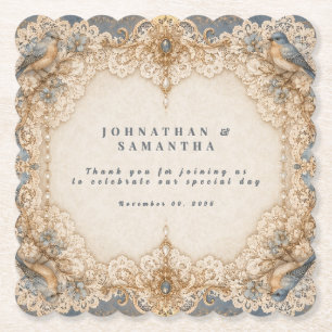 Porta-copo De Papel Renda vintage country casamento marfim taupe recor