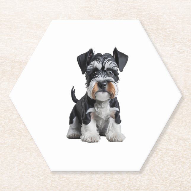 Porta-copo De Papel Retrato de Puppy Schnauzer Miniatura HD Adorável - (Frente)
