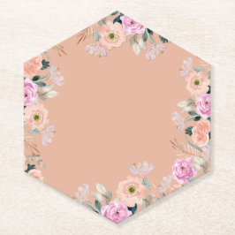 Porta-copo De Papel Retro floral Dusty Rosa (sem texto)