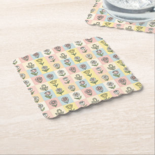 Porta-copo De Papel Retro margarida Vermelho Rosa Azul Aqua Floral Ani
