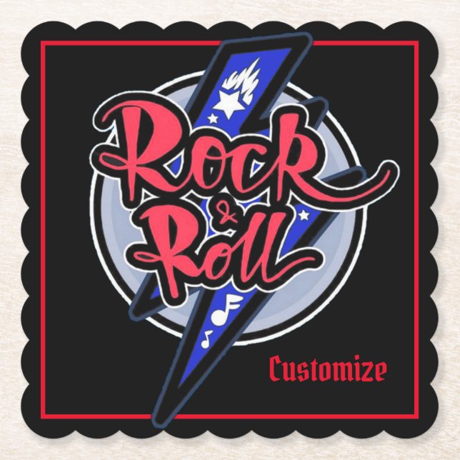 Porta-copo De Papel Rock & Roll Lightning (Frente)